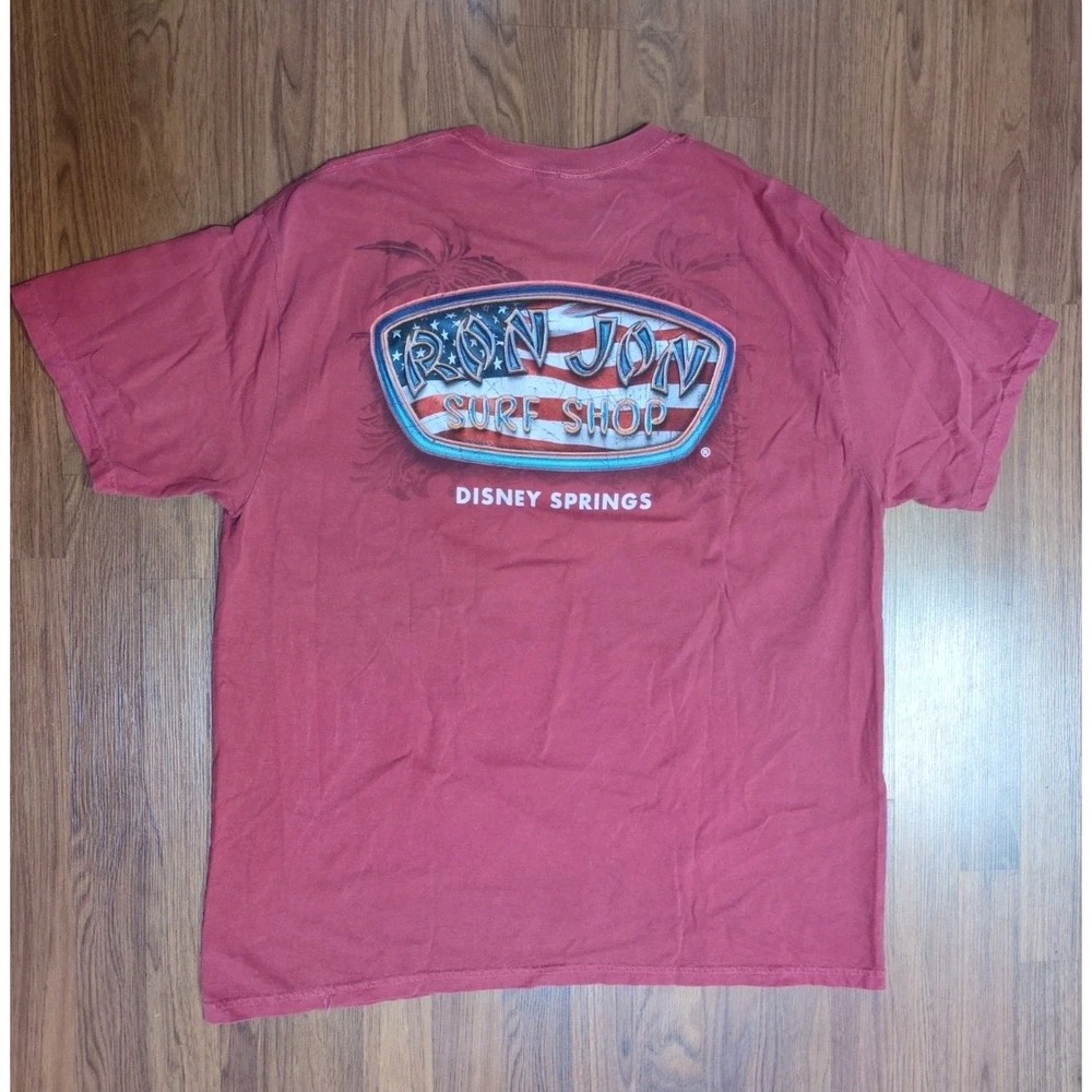 Ron Jon Surf Shop 2XL 100% Cotton Vintage Red Disney Springs T-Shirt Mens Comfy
